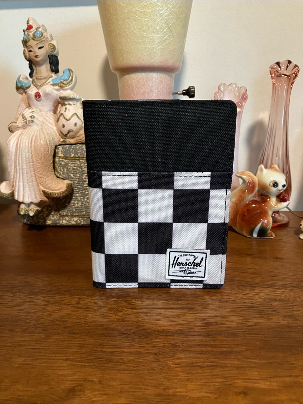Herschel Black & White Checkerboard Passport Holder / Wallet